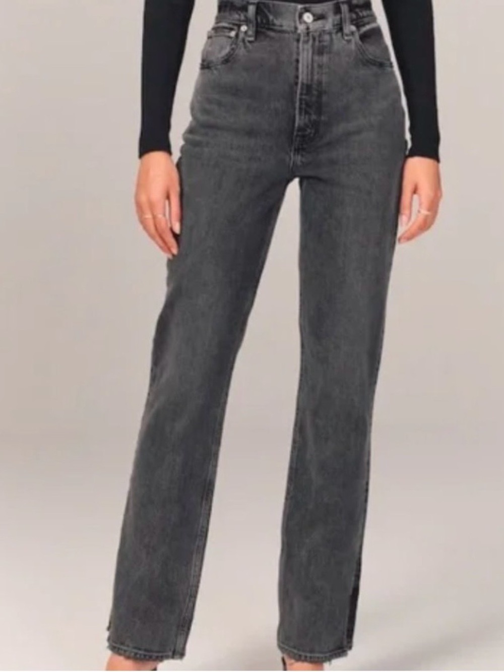 Abercrombie & Fitch Curve Love 90’s Straight Ultra High Rise Split Hem Jeans